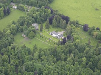 Oblique aerial view of Balthayock Castle, taken from the E.