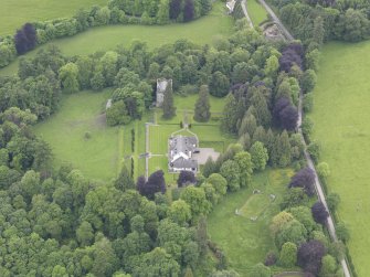 Oblique aerial view of Balthayock Castle, taken from the NE.