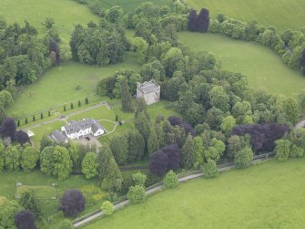 Oblique aerial view of Balthayock Castle, taken from the N.
