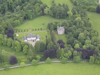 Oblique aerial view of Balthayock Castle, taken from the NNW.