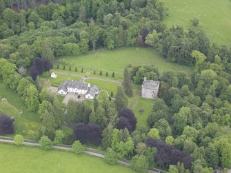 Oblique aerial view of Balthayock Castle, taken from the NW.