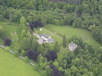 Oblique aerial view of Balthayock Castle, taken from the WNW.