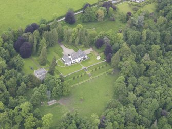 Oblique aerial view of Balthayock Castle, taken from the S.
