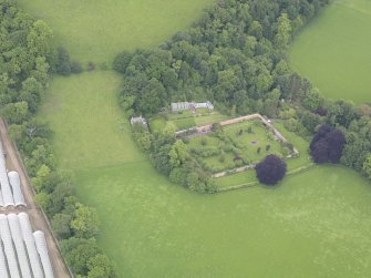 Oblique aerial view of Inchyra House walled garden, taken from the S.