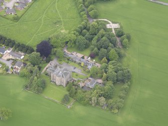 Oblique aerial view of Pitfour Castle, taken from the SE.