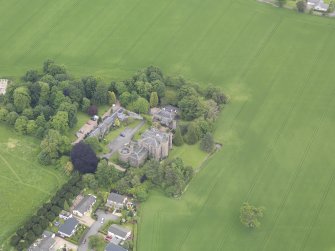 Oblique aerial view of Pitfour Castle, taken from the SW.
