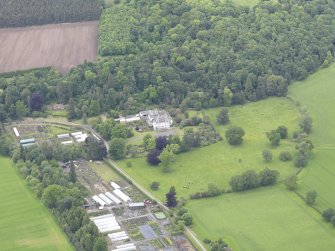 Oblique aerial view of Glendoick House, taken from the SSE.