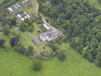 Oblique aerial view of Glendoick House, taken from the E.