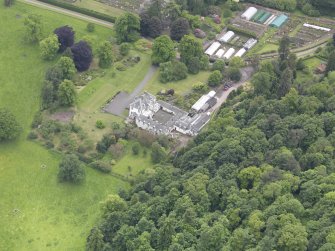 Oblique aerial view of Glendoick House, taken from the NE.