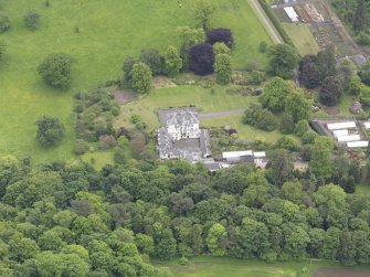 Oblique aerial view of Glendoick House, taken from the NNE.