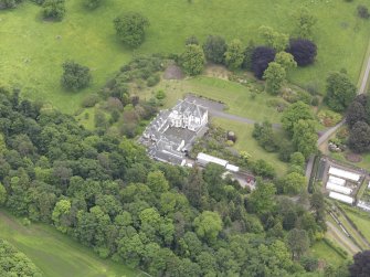 Oblique aerial view of Glendoick House, taken from the NW.