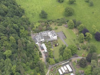 Oblique aerial view of Glendoick House, taken from the WSW.