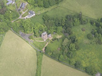Oblique aerial view of Kinnaird Castle, taken from the SW.