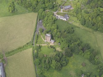 Oblique aerial view of Kinnaird Castle, taken from the S.