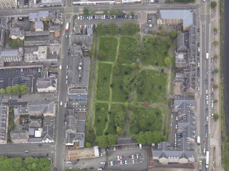 Oblique aerial view of Greyfriars Burial Ground, taken from the S.