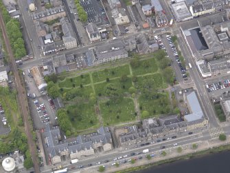 Oblique aerial view of Greyfriars Burial Ground, taken from the ESE.