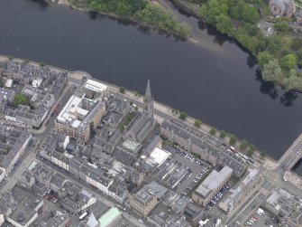 Oblique aerial view of St John's Kirk, taken from the SW.