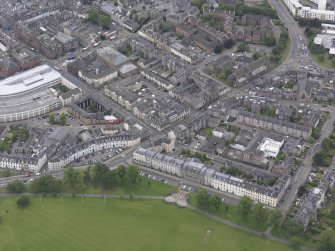 Oblique aerial view of Old Perth Academy, taken from the NE.