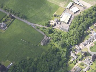 Oblique aerial view of Huntingtower Castle, taken from the ENE.