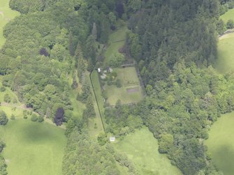 Oblique aerial view of Doune Park Country House walled garden, taken from the SE.