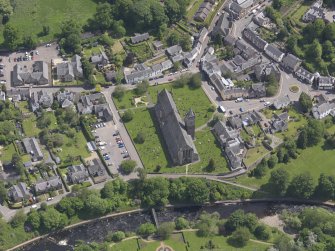 Oblique aerial view of Dunblane Cathedral, taken from the W.