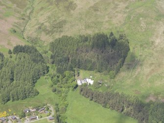 Oblique aerial view of Glendevon Castle, taken from the SE.