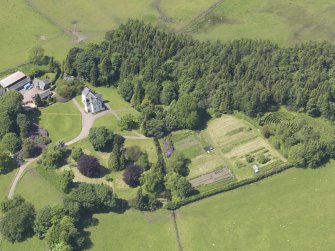 Oblique aerial view of Tullibole Castle, taken from the ESE.