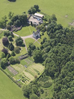 Oblique aerial view of Tullibole Castle, taken from the NNE.