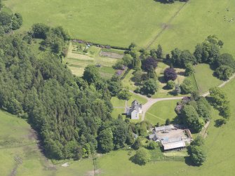 Oblique aerial view of Tullibole Castle, taken from the WNW.