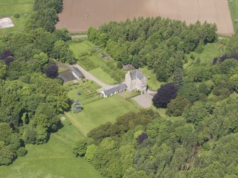 Oblique aerial view of Cleish Castle, taken from the SSE.