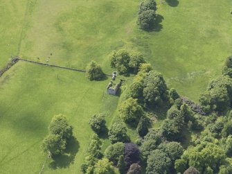 Oblique aerial view of Dowhill Castle, taken from the ENE.