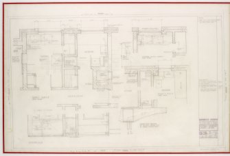 Floor plans and sections relating to Kitchen and bathroom layouts for Canongate Housing. 
Title:  Kitchen & Bathroom.  Layout & Details