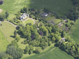 Oblique aerial view of Huntingdon House, taken from the WSW.