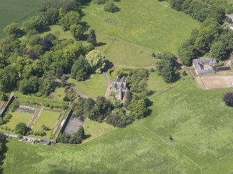 Oblique aerial view of Huntingdon House, taken from the E.