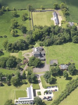 Oblique aerial view of Alderston House and walled garden, taken from the ENE.