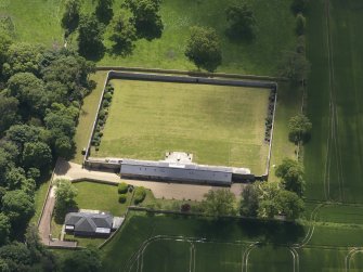Oblique aerial view of Alderston House walled garden, taken from the NW.