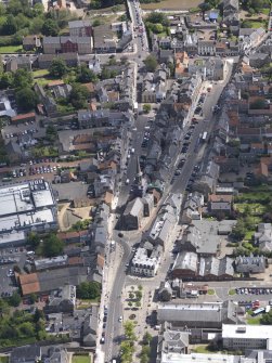 General oblique aerial view of Haddington High Street centred on theTown House, taken from the W.