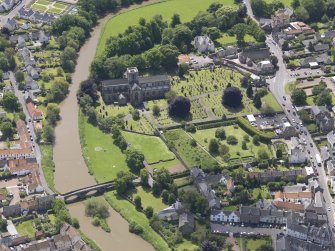 Oblique aerial view of St Mary's Parish Church, taken from the N.