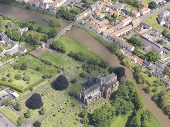 Oblique aerial view of St Mary's Parish Church, taken from the SW.