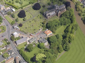Oblique aerial view of St Mary's Parish Church, taken from the S.