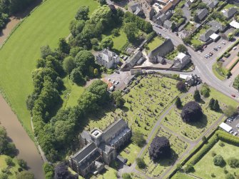 Oblique aerial view of St Mary's Roman Catholic Church, taken from the NE.