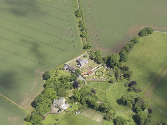 Oblique aerial view of Morham Parish Church, taken from the SSW.