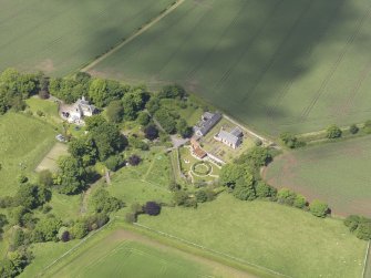 Oblique aerial view of Morham Parish Church, taken from the SE.