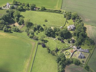 Oblique aerial view of Morham Parish Church, taken from the ENE.