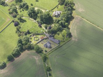 Oblique aerial view of Morham Parish Church, taken from the NNE.