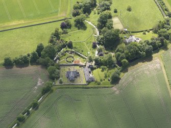 Oblique aerial view of Morham Parish Church, taken from the N.