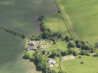 Oblique aerial view of Morham Parish Church, taken from the W.