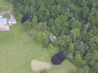 Oblique aerial view of St Bathan's Chapel, taken from the S.
