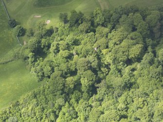 Oblique aerial view of Yester Castle and Goblin Ha', taken from the E.