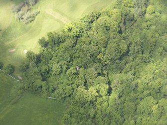 Oblique aerial view of Yester Castle and Goblin Ha', taken from the SSE.